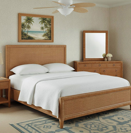 Naples Wicker and Rattan King Panel Bed Model 807-026 by Braxton Culler