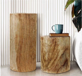 Wicker Fair Nara Wicker Fair Solid Wood 2 Pc Table Set with End Table and Pedestal Accent Table