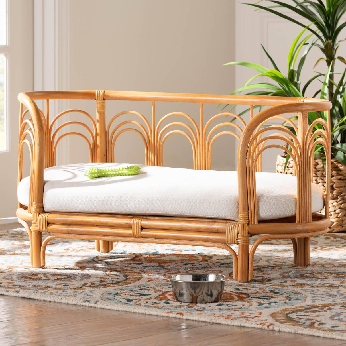 Casey Wicker Fair Honey Finish Rattan Pet Bed