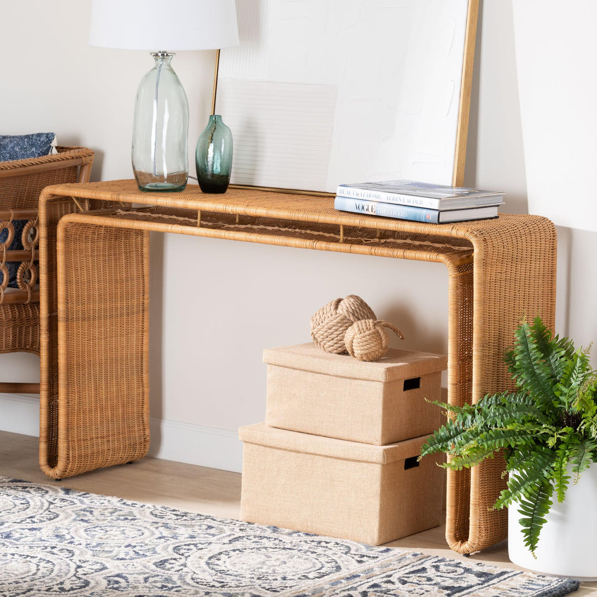 Nevada Wicker Fair Rattan Console or Sofa Table