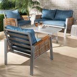 Regal 4-PC Outdoor Seating Set w/ Blue Cushions