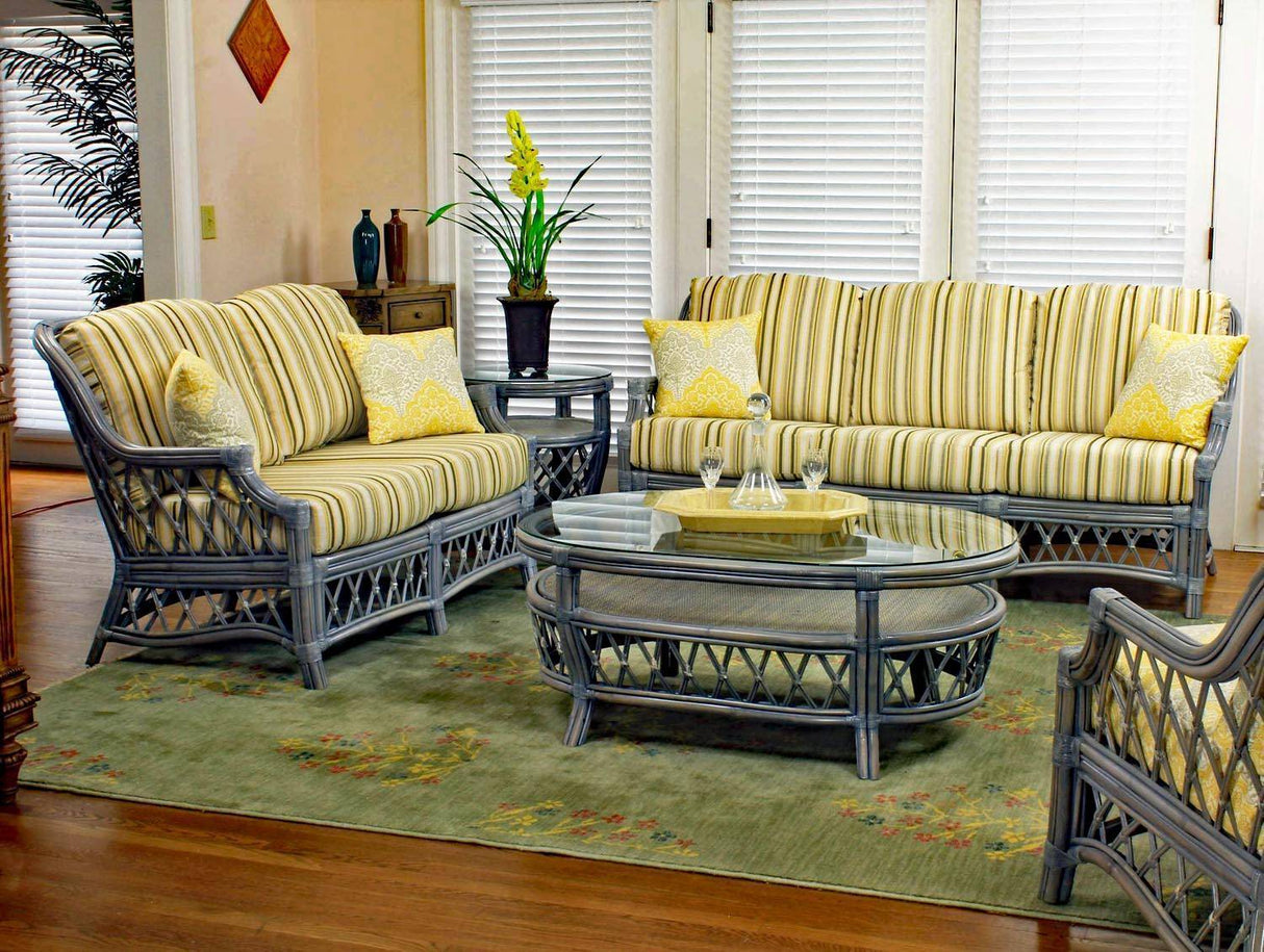 Nadine Coastal 4 Pc Living Room Set in Willow Finish Model 6200-4PC-SET-WL from South Sea Rattan