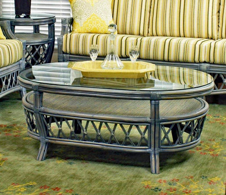 Nadine Coastal 4 Pc Living Room Set in Willow Finish Model 6200-4PC-SET-WL from South Sea Rattan