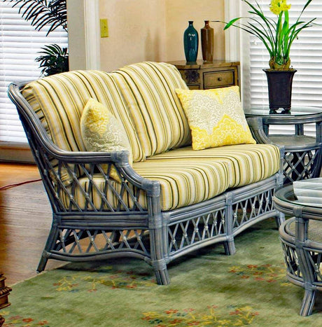 Nadine Coastal 2 Pc Chair and Ottoman Set in Willow Finish Model 6200-2PC-SET-WL from South Sea Rattan