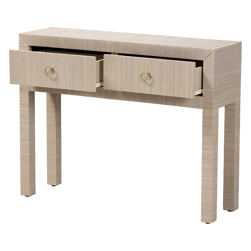 Mentawai Grasscloth 2-Drawer Console Table by Wicker Fair