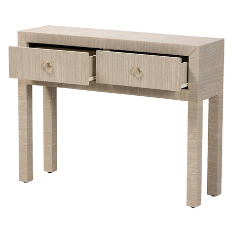 Mentawai Grasscloth 2-Drawer Console Table by Wicker Fair