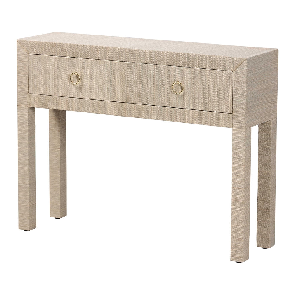 Mentawai Grasscloth 2-Drawer Console Table by Wicker Fair