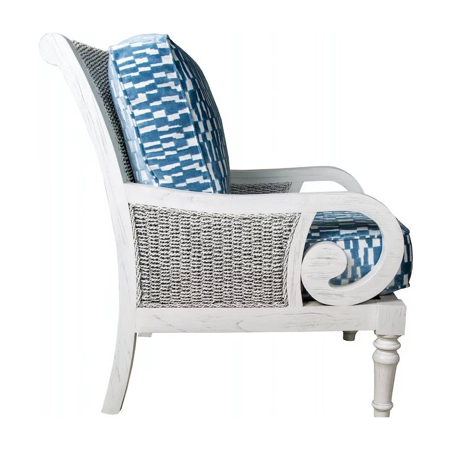 Biscayne Wood and Wicker Lounge Chair from Capris Furniture Model OC318