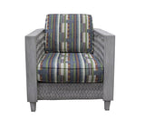 Rattan and Wood Occasional Chair Chair in Distressed Grey Finish Model OC384 by Capris Furniture