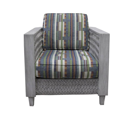 Rattan and Wood Occasional Chair Chair in Distressed Grey Finish Model OC384 by Capris Furniture