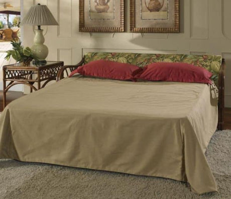 Bermuda Pecan Upholstered Queen Sleeper Sofa by South Sea Rattan Model 1416