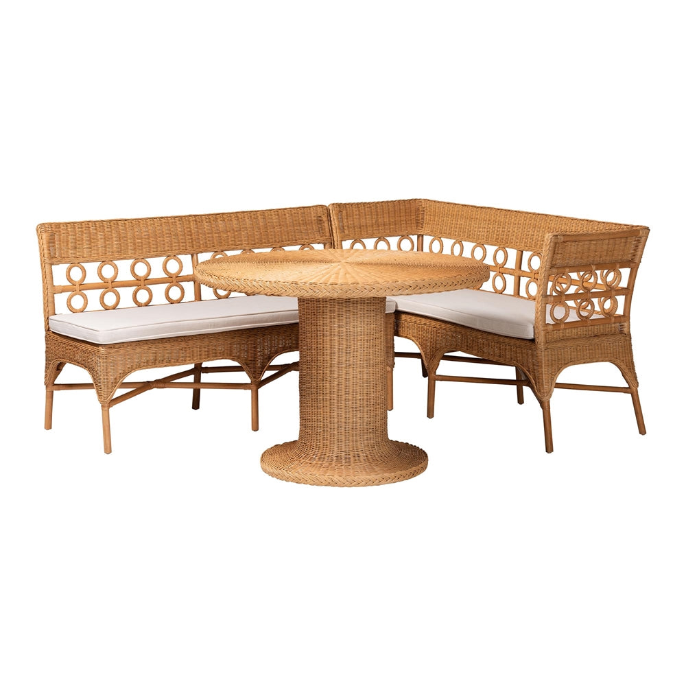 Wicker Fair Rattan Osaka 3 Pc Dining Nook Set