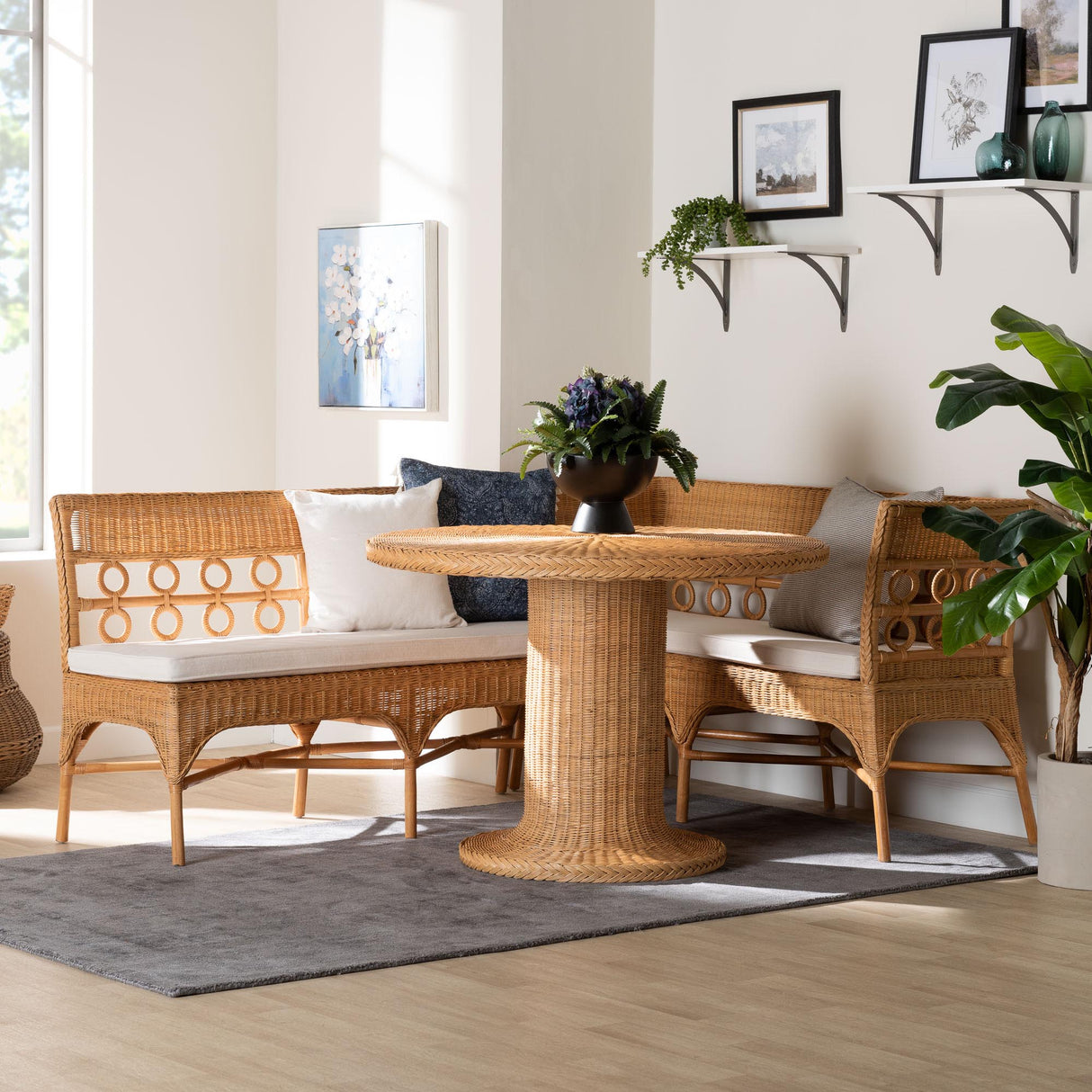 Wicker Fair Rattan Osaka 3 Pc Dining Nook Set