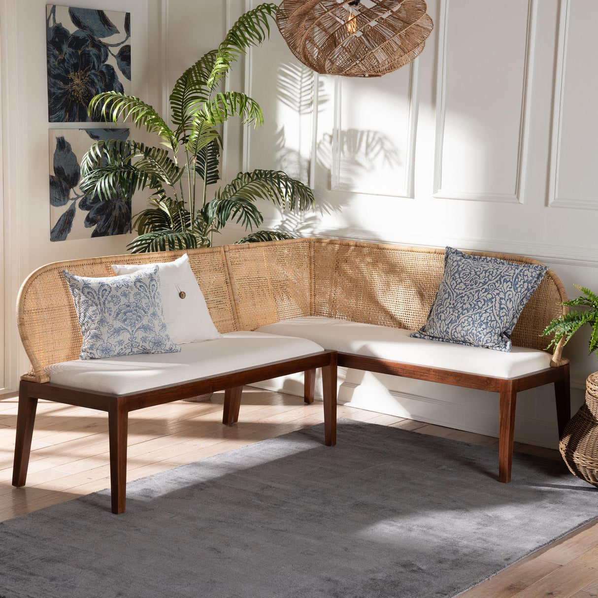 Sapporo 2 Piece Corner Bench Set with Cushion Set by Wicker Fair