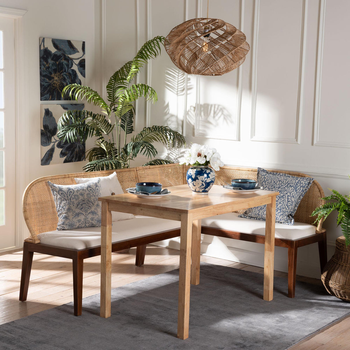 Bhotswana 3 Piece Dining Nook Set by Wicker Fair