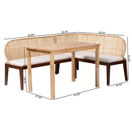 Bhotswana 3 Piece Dining Nook Set by Wicker Fair