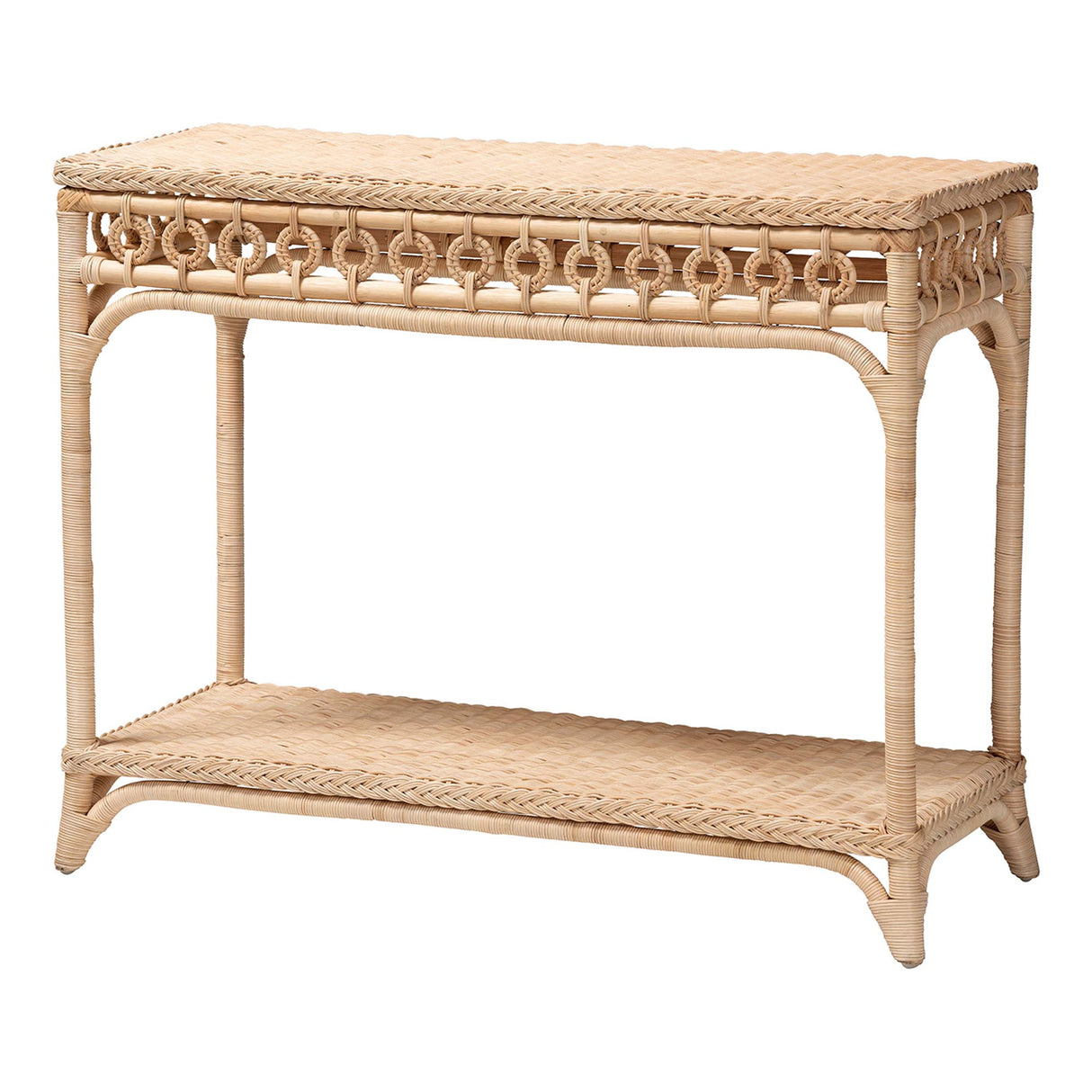 Alfred Braided Natural Rattan Console Table by Wicker Fair