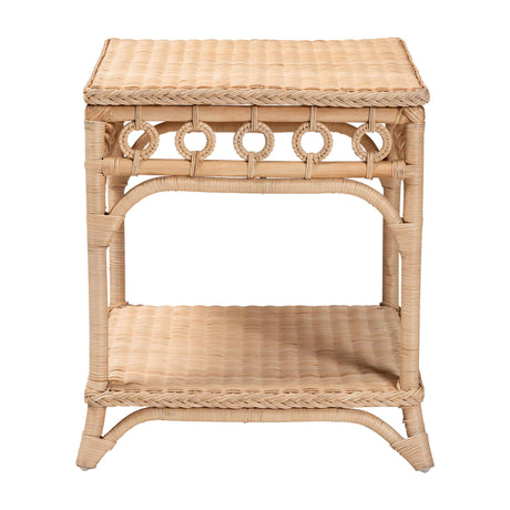 Vanuta Braided Natural Rattan End Table by Wicker Fair