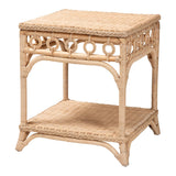 Vanuta Braided Natural Rattan End Table by Wicker Fair
