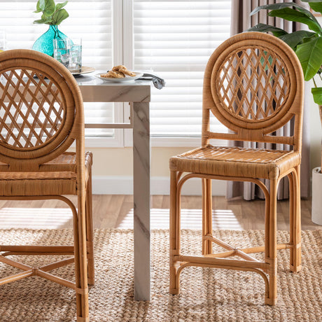 Oxford Round Back Rattan Counter Stool by Wicker Fair