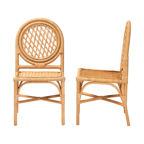 Oxford Round Back Rattan Dining Chair Set of 2 by Wicker Fair