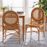 Oxford Round Back Rattan Dining Chair Set of 2 by Wicker Fair