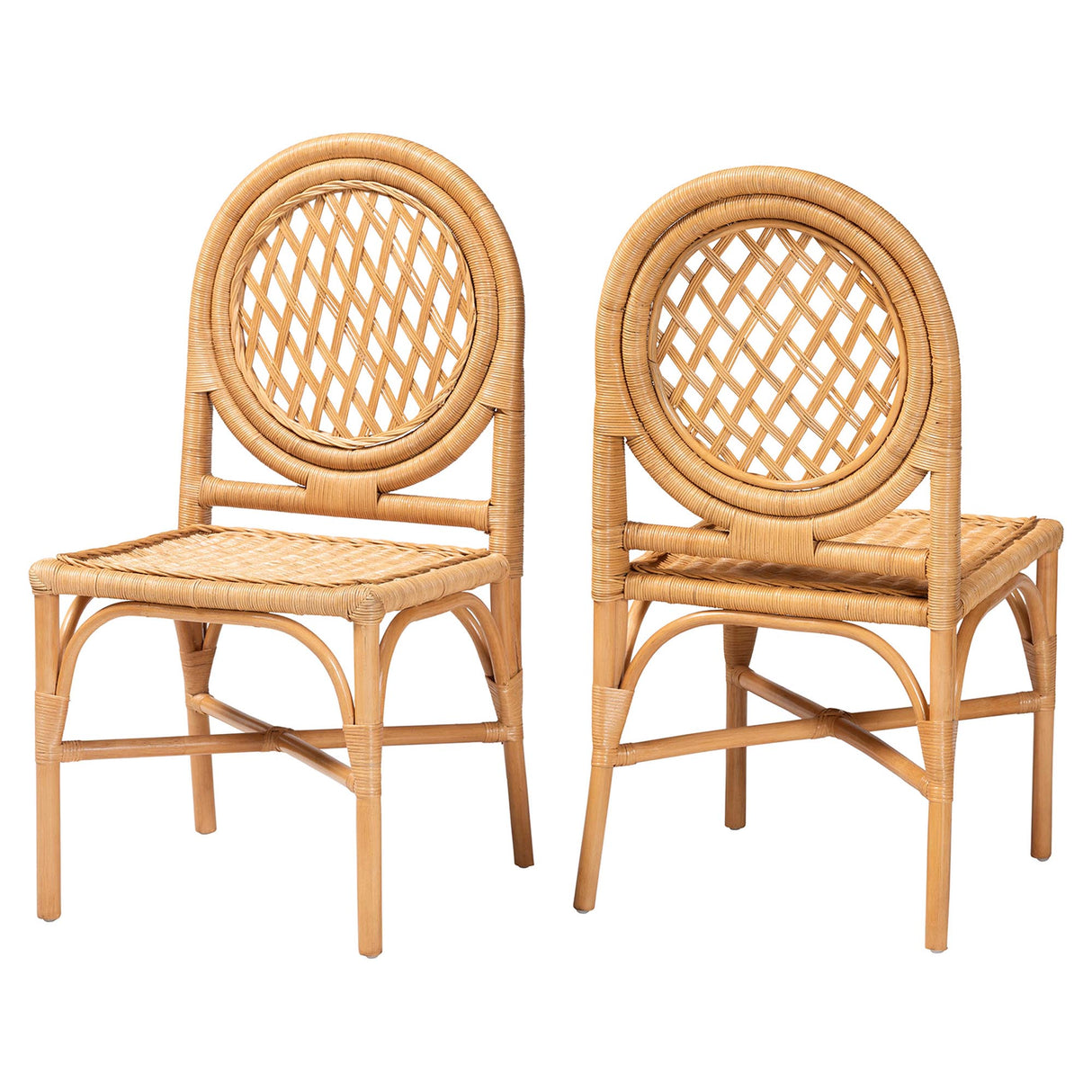 Oxford Round Back Rattan Dining Chair Set of 2 by Wicker Fair