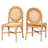 Oxford Round Back Rattan Dining Chair Set of 2 by Wicker Fair