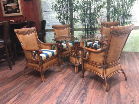 Pacifica Rattan Dining Table w/ 42 Inch Round Glass South Sea Rattan
