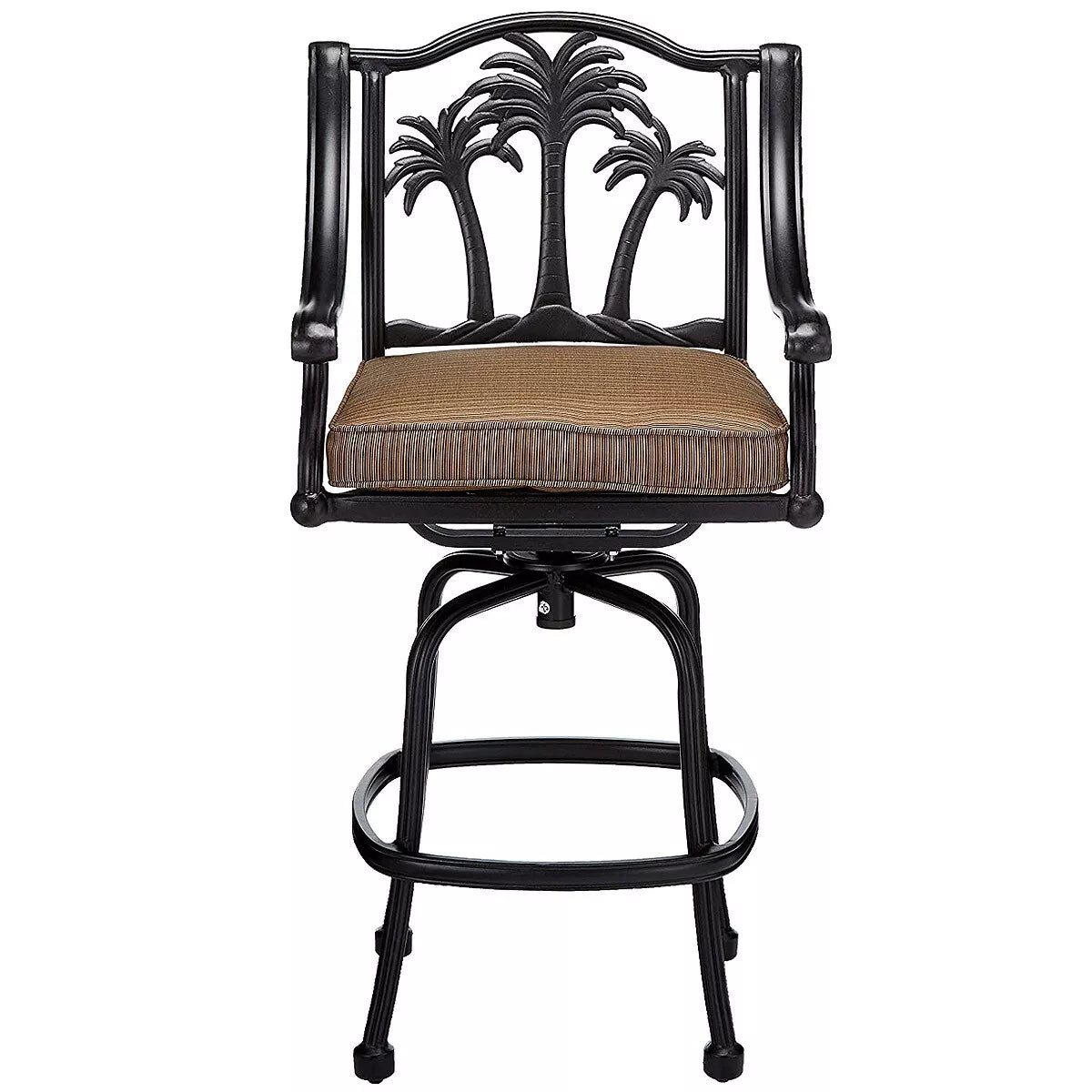 Tropical Palm Tree Cast Aluminum Outdoor Patio Barstools PTBS