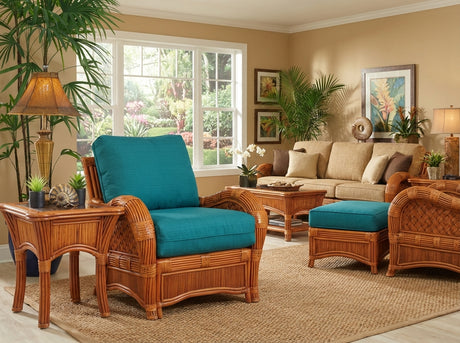 Palm Coast Rattan Sofa Model PC3S by Wicker Fair - Choice of Cushions Made in the USA