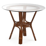 Palm Cove Rattan and Wicker Dining Table with 42 Inch Round Glass by Hospitality Rattan 1102-5659-ATQ-GL