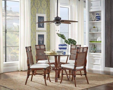 Palm Cove Rattan and Wicker Dining Table with 42 Inch Round Glass by Hospitality Rattan 1102-5659-ATQ-GL