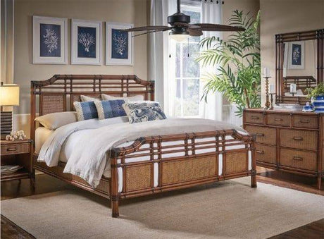 Palm Cove Rattan and Wicker 2-Drw Nightstand w/Glass Top by Hospitality Rattan 1102-5656-ATQ-GL