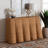 Rattan Scalloped Natural Rattan Console Table with Drawer by Wicker Fair