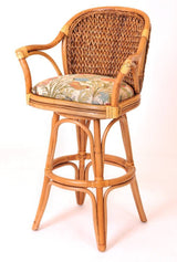 Panama Rattan Swivel Barstool Model PAN-101-30 in Antique Honey Stain by Alexcander and Sheriden
