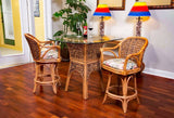 Panama Rattan 3 Pc Pub Set in Bar or Counter Height from Alexander and Sheriden with Cushions Made in USA