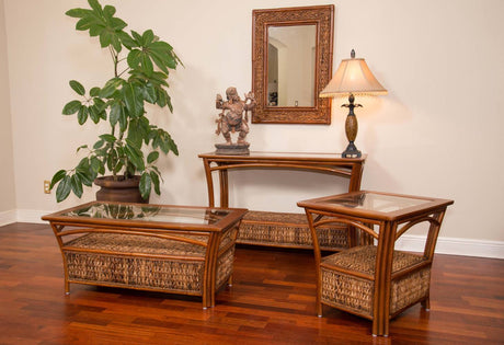 Panama Rattan Coffee Table with Glass Top from Alexander and Sheriden PAN022
