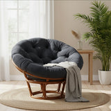Bali 42-inch Rattan Papasan Chair with Microsuede Fabric Cushion