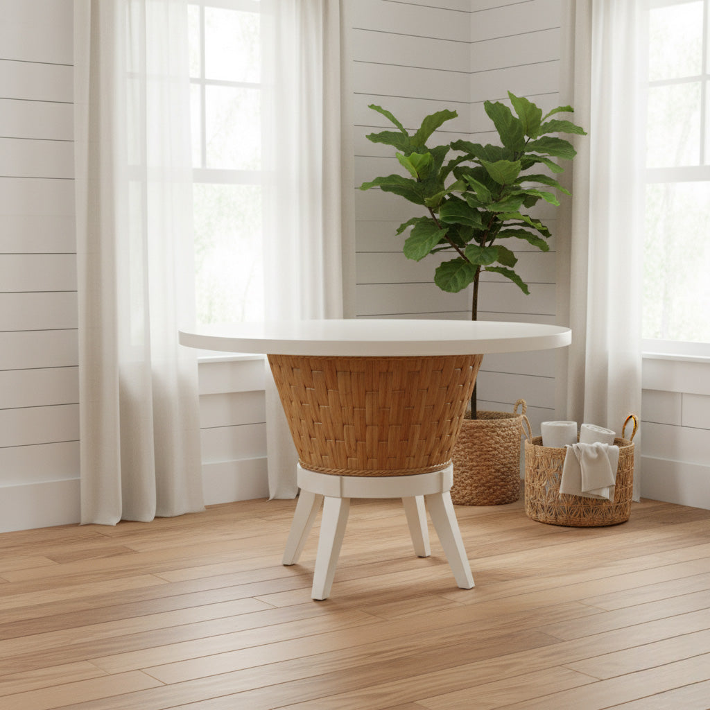 Paradisio Rattan and Wood 48 Inch Round Dining Table from Capris Furniture Model TB744