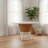 Paradisio Rattan and Wood 48 Inch Round Dining Table from Capris Furniture Model TB744