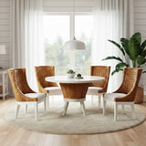 Paradisio Rattan and Wood 5 Pc Round Dining Set from Capris Furniture Model 744
