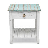Picket Fence Coastal Distressed Bleu End Table Model B78202-DBLEU/WH By Seawinds Trading