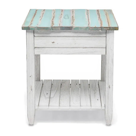 Picket Fence Coastal Distressed Bleu 3 Pc Living Room Table Set By Seawinds Trading