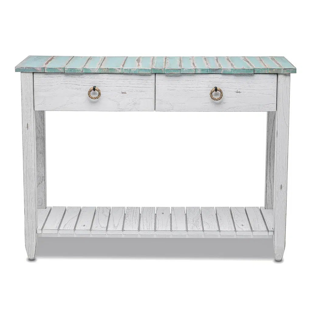 Picket Fence Coastal Distressed Bleu 3 Pc Living Room Table Set By Seawinds Trading