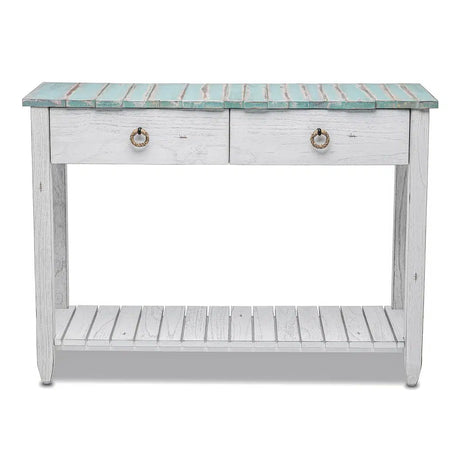 Picket Fence Coastal Distressed Bleu 3 Pc Living Room Table Set By Seawinds Trading