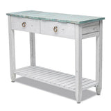 Picket Fence Coastal Bleu Console Table Model B78204-DBLEU/WH By Seawinds Trading