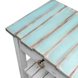 Picket Fence Coastal Distressed Bleu Entertainment Media TV Cabinet Model B78219-DBLEU/WH By Seawinds Trading
