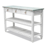 Picket Fence Coastal Distressed Bleu Entertainment Media TV Cabinet Model B78219-DBLEU/WH By Seawinds Trading