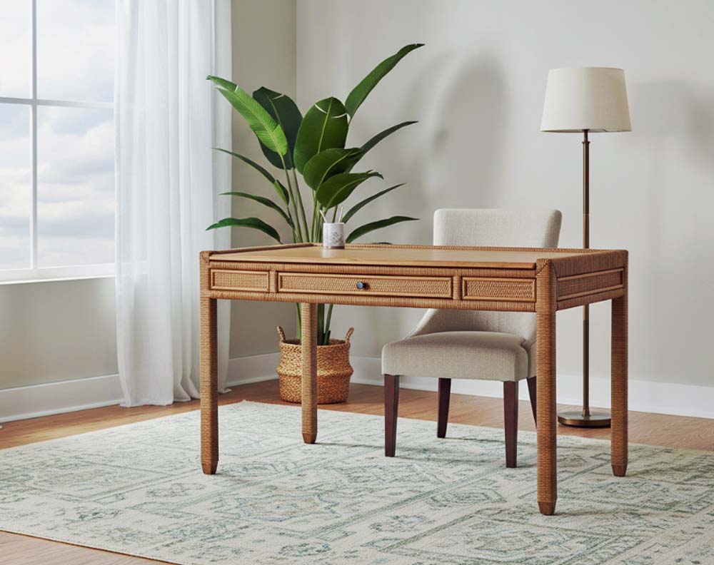 Pine Isle Rattan and Wicker Writing Desk Model 1023-058 Made in the USA by Braxton Culler
